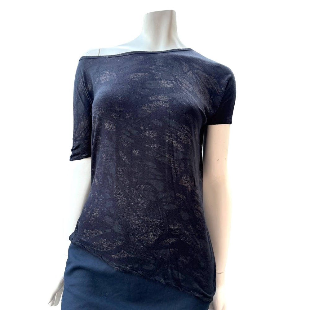 Majora Asymmetrical Top Burnout Off Shoulder Black 100% Rayon Y2K Whimsigoth M